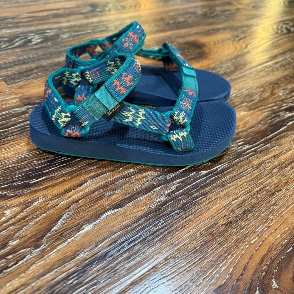 Teva Sie 1 Kids Sport Sandals Navy Green Geometric Boys Girls Shoes 1100383C